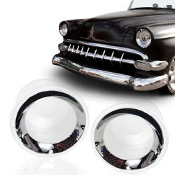 Recessed Frenched Headlight Chrome Trim Ring Pair 7" Flush Mount Bucket Bezel  - Part Number: AUTFRHEADTRIM