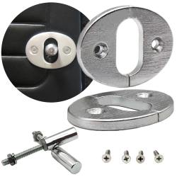 Shaved Door Interior Manual Latch Release Knob w/ Billet Oval Trim Plate Pair - Part Number: AUTBCKNOB