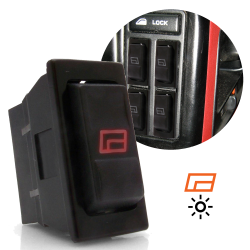 Power Window Up Down Momentary Rocker Switch Red Illuminated Icon 5 Pin 12V 20A - Part Number: AUTSW3