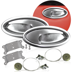 Billet Oval Car Interior Door Handle Swish Lever Set Pair Pulley Cable Hardware - Part Number: AUTBZDH3KPUL