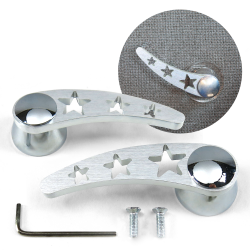 Universal Billet Aluminum Interior Car Door Handle Levers (Pair) - 3 Star Design - Part Number: AUTBWDH4