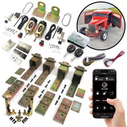 Suicide Hinge & Remote Shaved Door Kit w/ Latch Set 100lb Solenoids & Poppers - Part Number: AUTEC33B