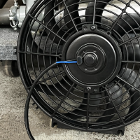 electric, temperature, thermostat, engine, flow, CFM, racing, hot rod, SBC, volt, DC, DIY, core, shroud, cage, universal, draw, current, low, heat, compact, thin, slim, spaul, flex, A, lite, push, pull, reversible, adjustable, serpentine, electronic