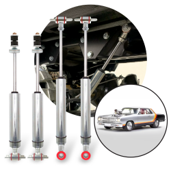 1964-1967 Chevrolet Chevelle Front-Rear Performance Race Shocks Kit (4) Bolt-On - Part Number: HEX9BE06F