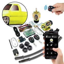 Universal Fit 4 Function 35lb Remote Shaved Door Kit w/ 12” Cable Looms & Relays - Part Number: AUTSVPRO34DLBK