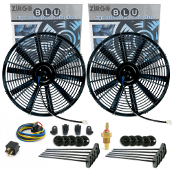 Zirgo Super Cool Pack 2 16" Performance Straight Blade Fan Temp Sensor Relay Kit - Part Number: ZIRZFK116N2