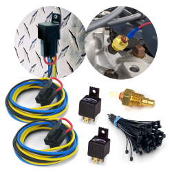 Dual Electric Cooling Fan Relay Kit - Temp Sensor, Relays, Harnesses & Zip Ties - Part Number: KICHARN5