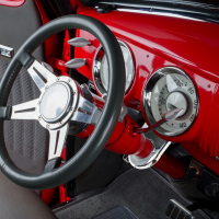 Lokar,Gennie,speedway,polished,replacement,general motors,truck,car,oe,aftermarket,replacement,chevy,retro,vintage,steering,tilt lever,flasher,hazard,emergency,knob,switch,button,arm,bezel,install,interior,dash,polished,ribbed,umbrella,cap,bell,dome