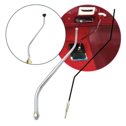 American Shifter 23" Hardened Steel Chrome Dual Bend Shifter Arm With Cable - Part Number: ASCAR23DK