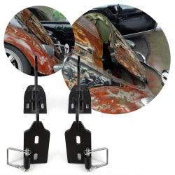 VW Beetle Adjustable Engine Deck Lid Hinge Standoff Brackets – Open/Close – Pair - Part Number: LABTRH1
