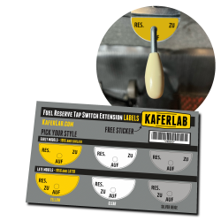 VW Fuel Tap Level Extension Label for Aircooled Beetle, Ghia, T1 T3 Porsche 356 - Part Number: LABSTKR004