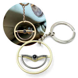 1960-63 VW Beetle Beige Dished Steering Wheel Keychain - Choice of Horn Button - Part Number: 10015318