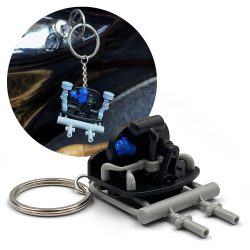 Aircooled Engine Key Chain for VW Beetle Ghia Bus Thing Oval Split Porsche 356 - Part Number: LABKC011