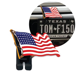 US 48 Star American Flag License Plate Topper Stamped Aluminum Vintage Car Truck - Part Number: VPALPT031